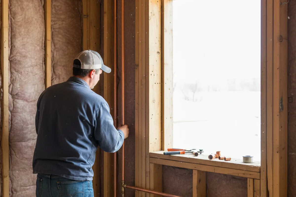 Licensed plumber running new copper supply lines in a Deal Island home