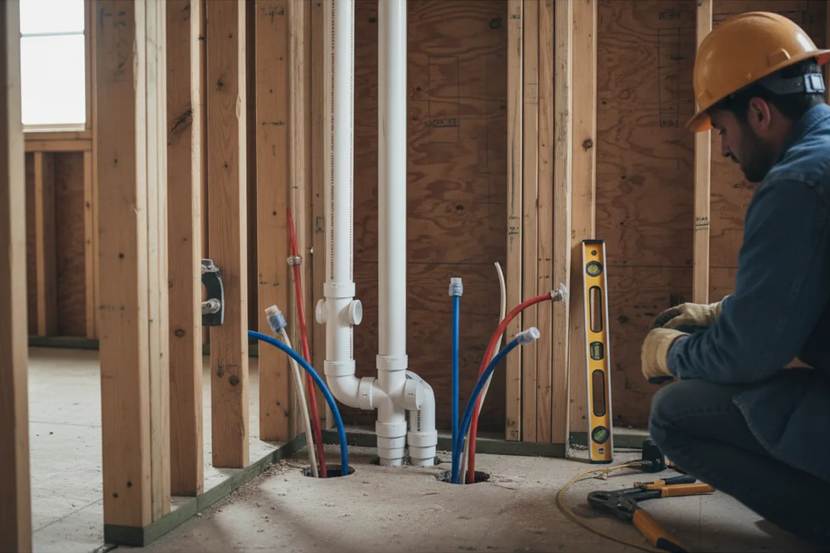 Drain and supply rough-in during Leak Detection in Deal Island