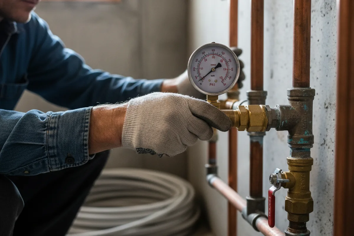 Pressure testing a repaired line during Water Line Repair in Deal Island